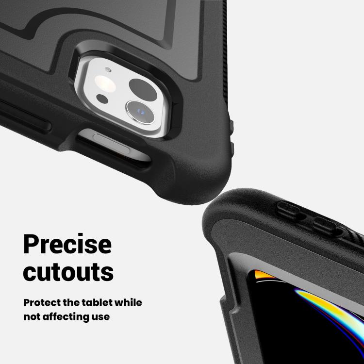 For iPad Pro 13 2024 Honeycomb Hand Grip Turntable Stand Tablet Case(Black) - iPad Pro 13 2024 Cases by buy2fix | Online Shopping UK | buy2fix