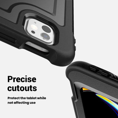 For iPad Pro 13 2024 Honeycomb Hand Grip Turntable Stand Tablet Case(Black) - iPad Pro 13 2024 Cases by buy2fix | Online Shopping UK | buy2fix