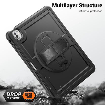 For iPad Pro 13 2024 Honeycomb Hand Grip Turntable Stand Tablet Case(Black) - iPad Pro 13 2024 Cases by buy2fix | Online Shopping UK | buy2fix