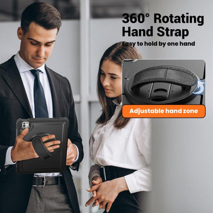 For iPad Pro 13 2024 Honeycomb Hand Grip Turntable Stand Tablet Case(Black) - iPad Pro 13 2024 Cases by buy2fix | Online Shopping UK | buy2fix