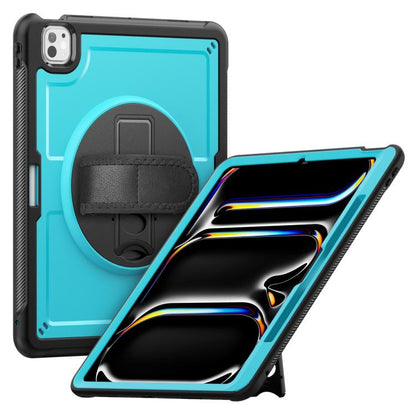 For iPad Pro 13 2024 Honeycomb Hand Grip Turntable Stand Tablet Case(Light Blue) - iPad Pro 13 2024 Cases by buy2fix | Online Shopping UK | buy2fix