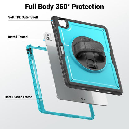 For iPad Pro 13 2024 Honeycomb Hand Grip Turntable Stand Tablet Case(Light Blue) - iPad Pro 13 2024 Cases by buy2fix | Online Shopping UK | buy2fix