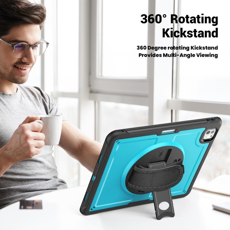 For iPad Pro 13 2024 Honeycomb Hand Grip Turntable Stand Tablet Case(Light Blue) - iPad Pro 13 2024 Cases by buy2fix | Online Shopping UK | buy2fix