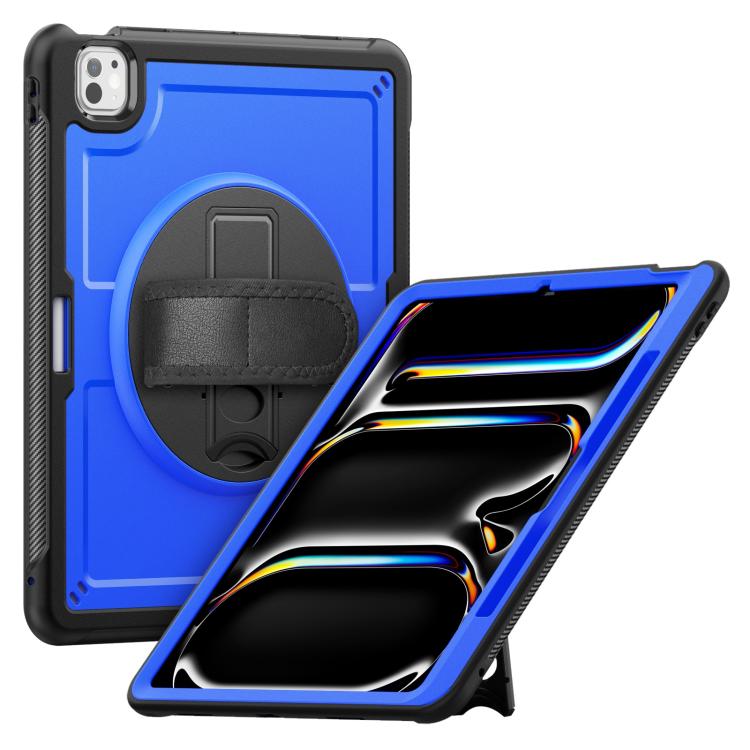 For iPad Pro 13 2024 Honeycomb Hand Grip Turntable Stand Tablet Case(Dark Blue) - iPad Pro 13 2024 Cases by buy2fix | Online Shopping UK | buy2fix