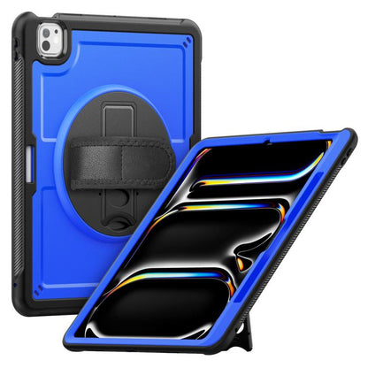 For iPad Pro 13 2024 Honeycomb Hand Grip Turntable Stand Tablet Case(Dark Blue) - iPad Pro 13 2024 Cases by buy2fix | Online Shopping UK | buy2fix