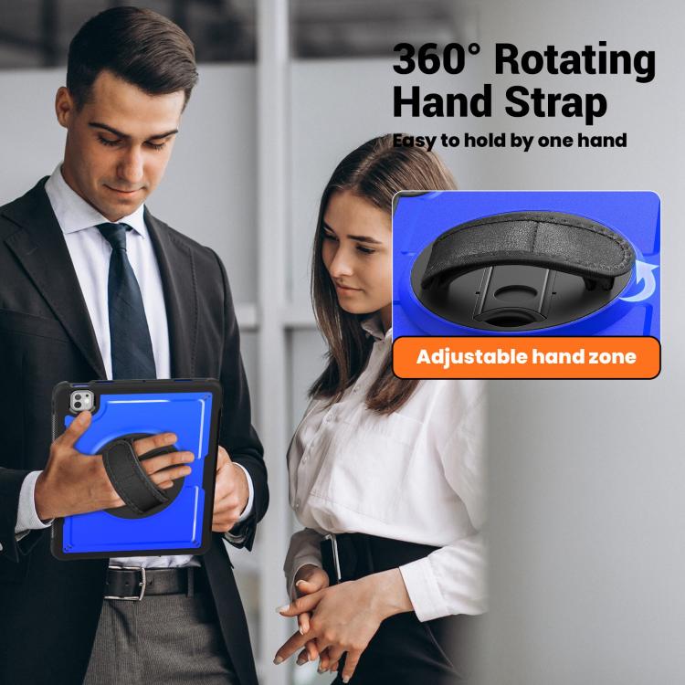 For iPad Pro 13 2024 Honeycomb Hand Grip Turntable Stand Tablet Case(Dark Blue) - iPad Pro 13 2024 Cases by buy2fix | Online Shopping UK | buy2fix