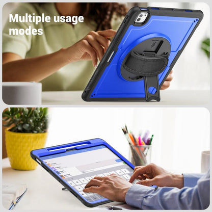 For iPad Pro 13 2024 Honeycomb Hand Grip Turntable Stand Tablet Case(Dark Blue) - iPad Pro 13 2024 Cases by buy2fix | Online Shopping UK | buy2fix