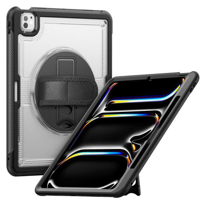 For iPad Pro 13 2024 Honeycomb Hand Grip Turntable Stand Tablet Case(Transparent) - iPad Pro 13 2024 Cases by buy2fix | Online Shopping UK | buy2fix