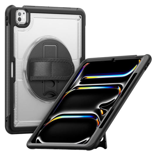 For iPad Pro 13 2024 Honeycomb Hand Grip Turntable Stand Tablet Case(Transparent) - iPad Pro 13 2024 Cases by buy2fix | Online Shopping UK | buy2fix