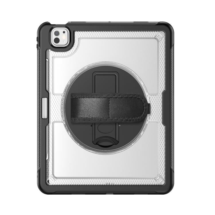 For iPad Pro 13 2024 Honeycomb Hand Grip Turntable Stand Tablet Case(Transparent) - iPad Pro 13 2024 Cases by buy2fix | Online Shopping UK | buy2fix