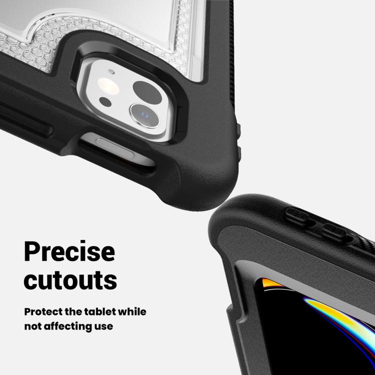 For iPad Pro 13 2024 Honeycomb Hand Grip Turntable Stand Tablet Case(Transparent) - iPad Pro 13 2024 Cases by buy2fix | Online Shopping UK | buy2fix