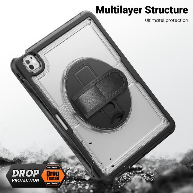 For iPad Pro 13 2024 Honeycomb Hand Grip Turntable Stand Tablet Case(Transparent) - iPad Pro 13 2024 Cases by buy2fix | Online Shopping UK | buy2fix