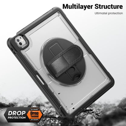 For iPad Pro 13 2024 Honeycomb Hand Grip Turntable Stand Tablet Case(Transparent) - iPad Pro 13 2024 Cases by buy2fix | Online Shopping UK | buy2fix