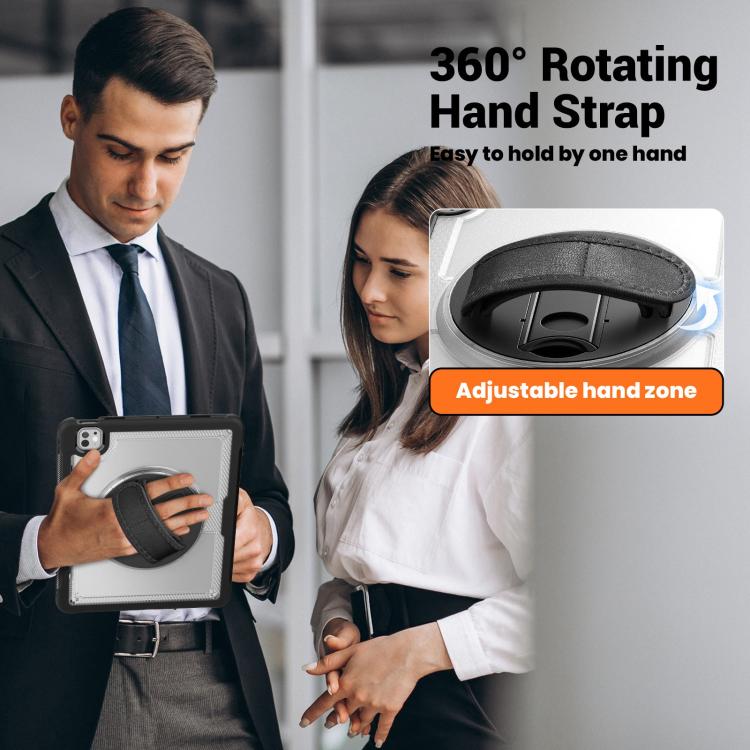 For iPad Pro 13 2024 Honeycomb Hand Grip Turntable Stand Tablet Case(Transparent) - iPad Pro 13 2024 Cases by buy2fix | Online Shopping UK | buy2fix