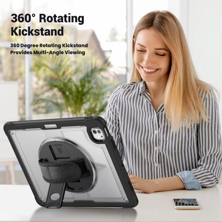 For iPad Pro 13 2024 Honeycomb Hand Grip Turntable Stand Tablet Case(Transparent) - iPad Pro 13 2024 Cases by buy2fix | Online Shopping UK | buy2fix