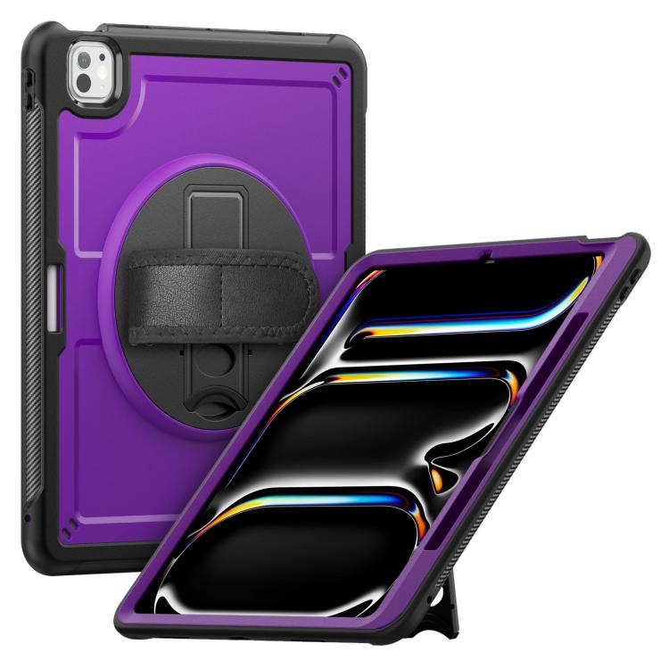 For iPad Pro 13 2024 Honeycomb Hand Grip Turntable Stand Tablet Case(Purple) - iPad Pro 13 2024 Cases by buy2fix | Online Shopping UK | buy2fix