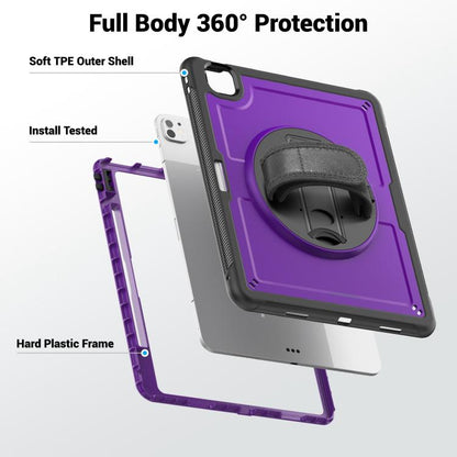 For iPad Pro 13 2024 Honeycomb Hand Grip Turntable Stand Tablet Case(Purple) - iPad Pro 13 2024 Cases by buy2fix | Online Shopping UK | buy2fix