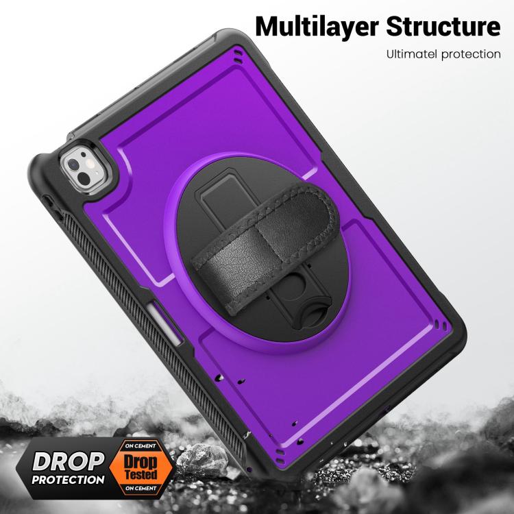 For iPad Pro 13 2024 Honeycomb Hand Grip Turntable Stand Tablet Case(Purple) - iPad Pro 13 2024 Cases by buy2fix | Online Shopping UK | buy2fix