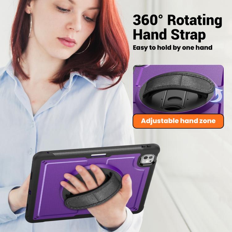 For iPad Pro 13 2024 Honeycomb Hand Grip Turntable Stand Tablet Case(Purple) - iPad Pro 13 2024 Cases by buy2fix | Online Shopping UK | buy2fix