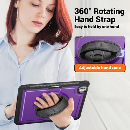 For iPad Pro 13 2024 Honeycomb Hand Grip Turntable Stand Tablet Case(Purple) - iPad Pro 13 2024 Cases by buy2fix | Online Shopping UK | buy2fix