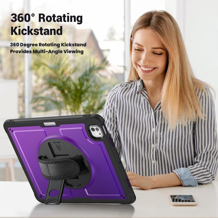 For iPad Pro 13 2024 Honeycomb Hand Grip Turntable Stand Tablet Case(Purple) - iPad Pro 13 2024 Cases by buy2fix | Online Shopping UK | buy2fix