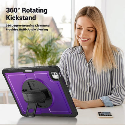 For iPad Pro 13 2024 Honeycomb Hand Grip Turntable Stand Tablet Case(Purple) - iPad Pro 13 2024 Cases by buy2fix | Online Shopping UK | buy2fix
