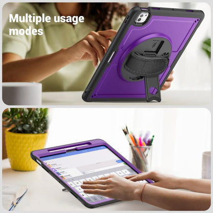 For iPad Pro 13 2024 Honeycomb Hand Grip Turntable Stand Tablet Case(Purple) - iPad Pro 13 2024 Cases by buy2fix | Online Shopping UK | buy2fix