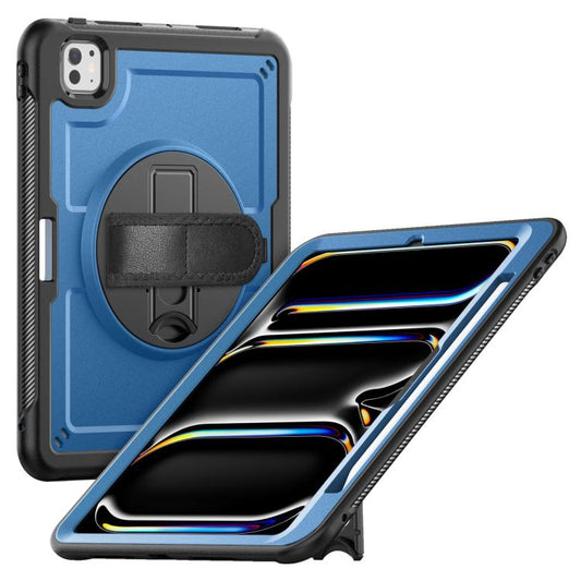 For iPad Pro 11 2024 Honeycomb Hand Grip Turntable Stand Tablet Case(Navy Blue) - iPad Pro 11 2024 Cases by buy2fix | Online Shopping UK | buy2fix