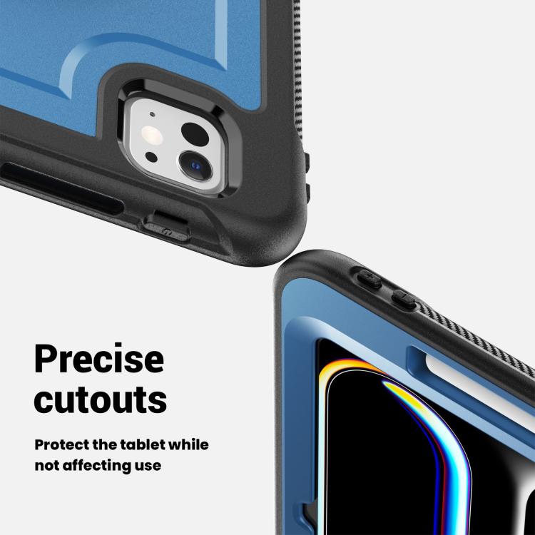 For iPad Pro 11 2024 Honeycomb Hand Grip Turntable Stand Tablet Case(Navy Blue) - iPad Pro 11 2024 Cases by buy2fix | Online Shopping UK | buy2fix