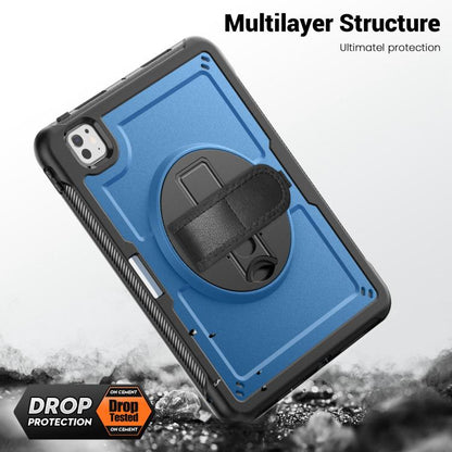 For iPad Pro 11 2024 Honeycomb Hand Grip Turntable Stand Tablet Case(Navy Blue) - iPad Pro 11 2024 Cases by buy2fix | Online Shopping UK | buy2fix