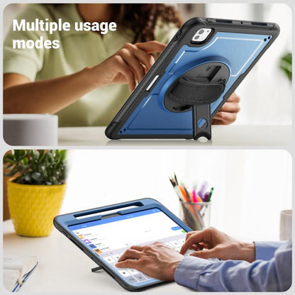 For iPad Pro 11 2024 Honeycomb Hand Grip Turntable Stand Tablet Case(Navy Blue) - iPad Pro 11 2024 Cases by buy2fix | Online Shopping UK | buy2fix