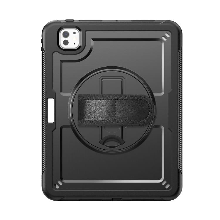 For iPad Pro 11 2024 Honeycomb Hand Grip Turntable Stand Tablet Case(Black) - iPad Pro 11 2024 Cases by buy2fix | Online Shopping UK | buy2fix