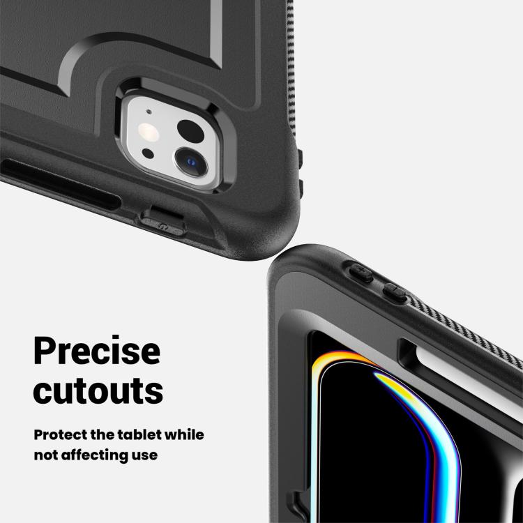 For iPad Pro 11 2024 Honeycomb Hand Grip Turntable Stand Tablet Case(Black) - iPad Pro 11 2024 Cases by buy2fix | Online Shopping UK | buy2fix