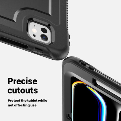 For iPad Pro 11 2024 Honeycomb Hand Grip Turntable Stand Tablet Case(Black) - iPad Pro 11 2024 Cases by buy2fix | Online Shopping UK | buy2fix