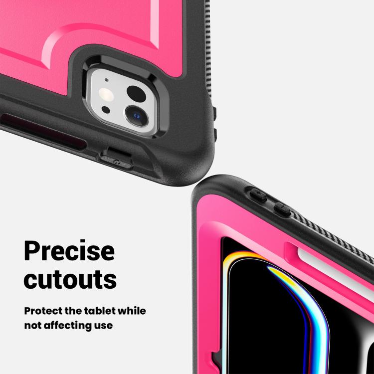 For iPad Pro 11 2024 Honeycomb Hand Grip Turntable Stand Tablet Case(Rose Red) - iPad Pro 11 2024 Cases by buy2fix | Online Shopping UK | buy2fix