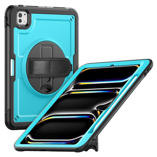 For iPad Pro 11 2024 Honeycomb Hand Grip Turntable Stand Tablet Case(Light Blue) - iPad Pro 11 2024 Cases by buy2fix | Online Shopping UK | buy2fix