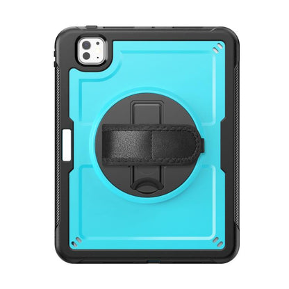 For iPad Pro 11 2024 Honeycomb Hand Grip Turntable Stand Tablet Case(Light Blue) - iPad Pro 11 2024 Cases by buy2fix | Online Shopping UK | buy2fix