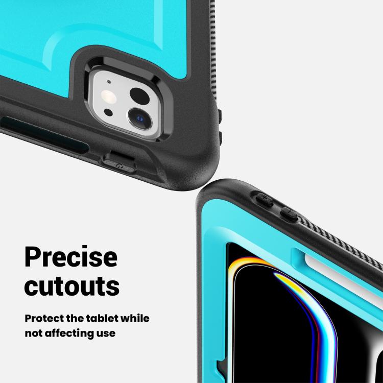 For iPad Pro 11 2024 Honeycomb Hand Grip Turntable Stand Tablet Case(Light Blue) - iPad Pro 11 2024 Cases by buy2fix | Online Shopping UK | buy2fix