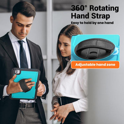 For iPad Pro 11 2024 Honeycomb Hand Grip Turntable Stand Tablet Case(Light Blue) - iPad Pro 11 2024 Cases by buy2fix | Online Shopping UK | buy2fix