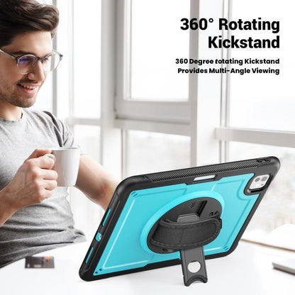 For iPad Pro 11 2024 Honeycomb Hand Grip Turntable Stand Tablet Case(Light Blue) - iPad Pro 11 2024 Cases by buy2fix | Online Shopping UK | buy2fix