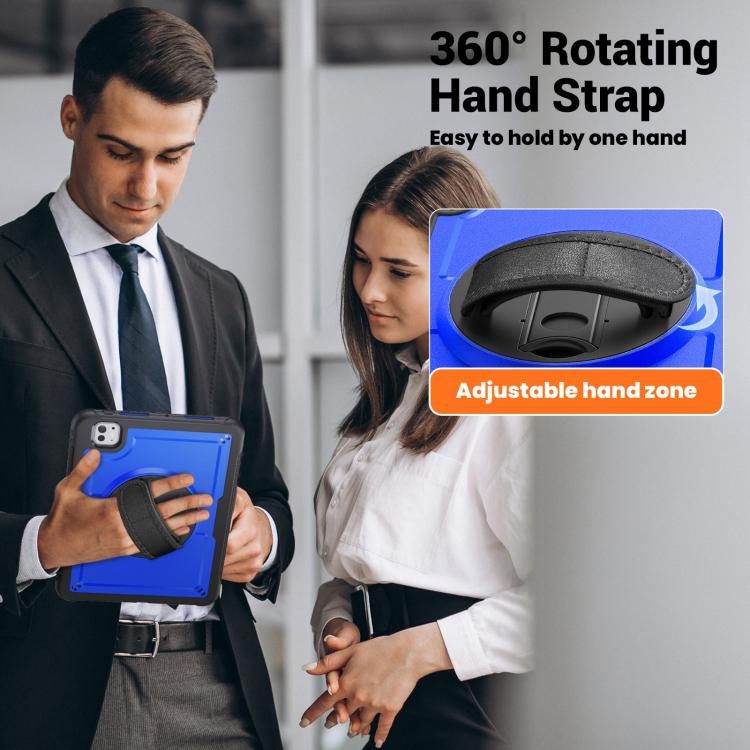 For iPad Pro 11 2024 Honeycomb Hand Grip Turntable Stand Tablet Case(Dark Blue) - iPad Pro 11 2024 Cases by buy2fix | Online Shopping UK | buy2fix