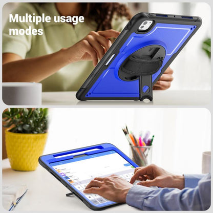 For iPad Pro 11 2024 Honeycomb Hand Grip Turntable Stand Tablet Case(Dark Blue) - iPad Pro 11 2024 Cases by buy2fix | Online Shopping UK | buy2fix