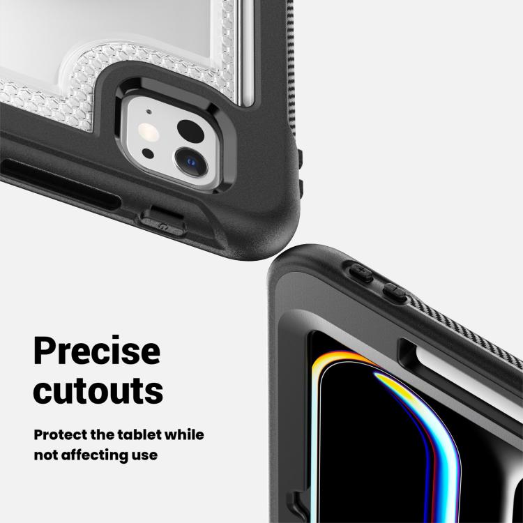 For iPad Pro 11 2024 Honeycomb Hand Grip Turntable Stand Tablet Case(Transparent) - iPad Pro 11 2024 Cases by buy2fix | Online Shopping UK | buy2fix