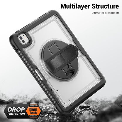 For iPad Pro 11 2024 Honeycomb Hand Grip Turntable Stand Tablet Case(Transparent) - iPad Pro 11 2024 Cases by buy2fix | Online Shopping UK | buy2fix