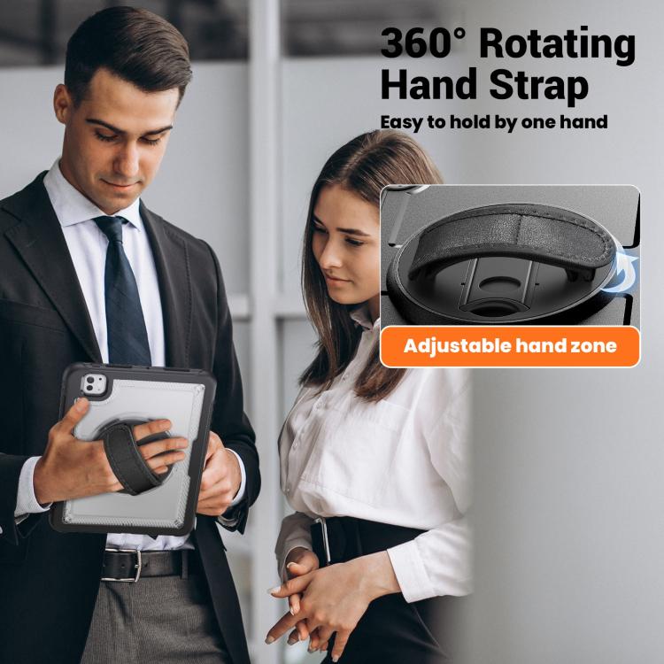 For iPad Pro 11 2024 Honeycomb Hand Grip Turntable Stand Tablet Case(Transparent) - iPad Pro 11 2024 Cases by buy2fix | Online Shopping UK | buy2fix