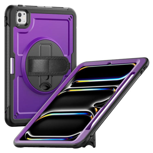 For iPad Pro 11 2024 Honeycomb Hand Grip Turntable Stand Tablet Case(Purple) - iPad Pro 11 2024 Cases by buy2fix | Online Shopping UK | buy2fix