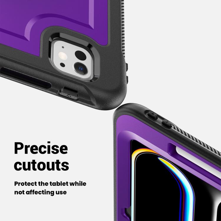 For iPad Pro 11 2024 Honeycomb Hand Grip Turntable Stand Tablet Case(Purple) - iPad Pro 11 2024 Cases by buy2fix | Online Shopping UK | buy2fix