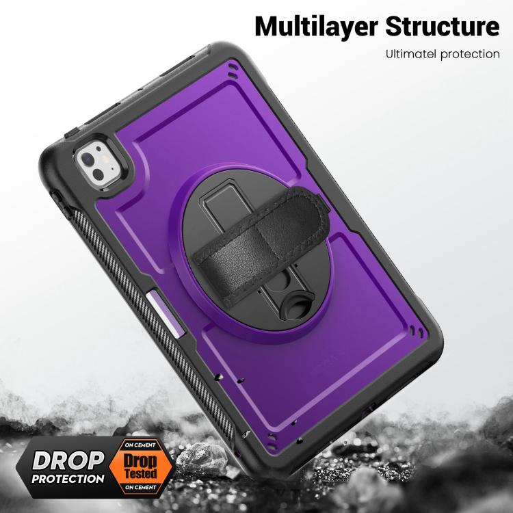 For iPad Pro 11 2024 Honeycomb Hand Grip Turntable Stand Tablet Case(Purple) - iPad Pro 11 2024 Cases by buy2fix | Online Shopping UK | buy2fix