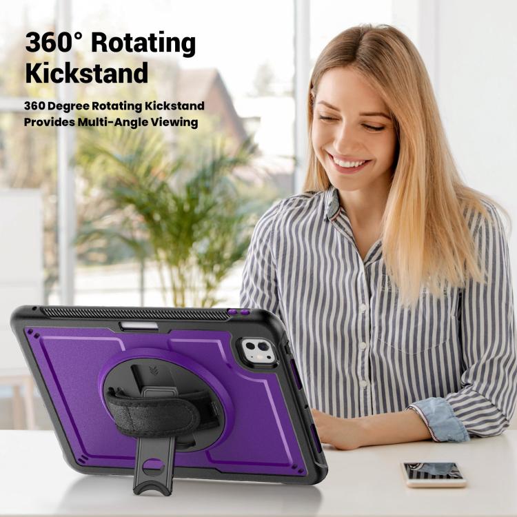 For iPad Pro 11 2024 Honeycomb Hand Grip Turntable Stand Tablet Case(Purple) - iPad Pro 11 2024 Cases by buy2fix | Online Shopping UK | buy2fix