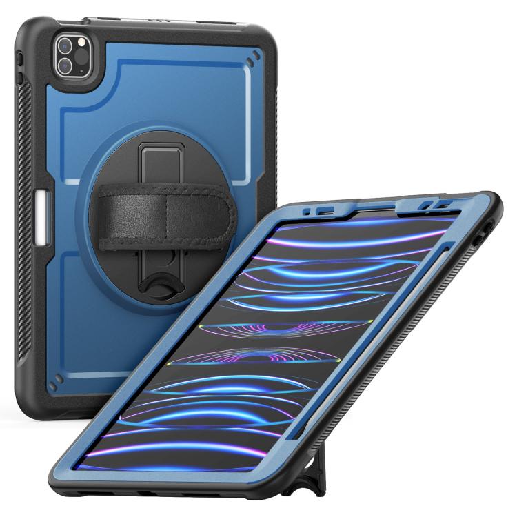 For iPad Air 2022 10.9 / Pro 11 2022 Honeycomb Hand Grip Turntable Stand Tablet Case(Navy Blue) - iPad Pro 11 (2022/2021) Cases by buy2fix | Online Shopping UK | buy2fix